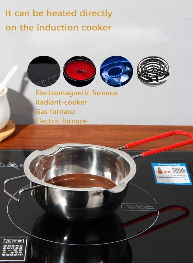 TIYOORTA Stainless Steel Double Boiler Pot, 600ML Updated Melting Pot with Silicone Spatula for Melting Butter,Chocolate, Candy, Cheese and Caramel (Red) - Image 3